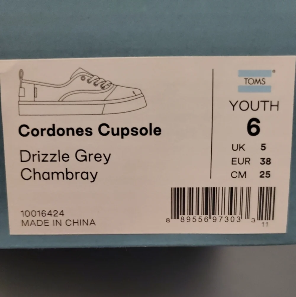 TOMS YOUTH CORDONES CUPSOLE - DRIZZLE GREY CHAMBRAY
